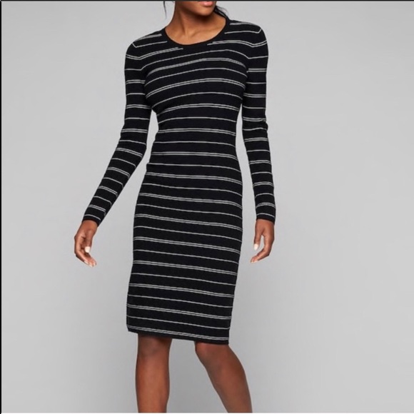 Athleta Black and White Striped Long Sleeve Dress - Picture 9 of 9
